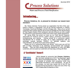 Water Treatment Solutions for Midwest - 2013 Newsletter