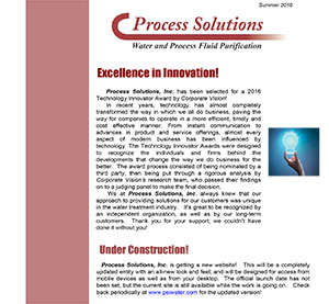 Process Solutions Water Treatment Services - Newsletter 2016