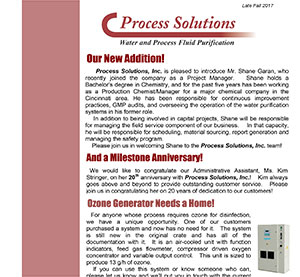 Water Treatment Services - Newsletter 2017 Process Solutions